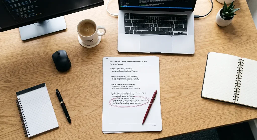 Smart contract review featuring official code documentation under manual verification.