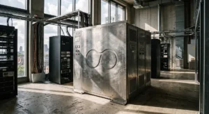 Massive high-end server chassis physically displays the Hyperliquid HYPE Token logo, showcasing the custom-built network infrastructure on the Stylue website.