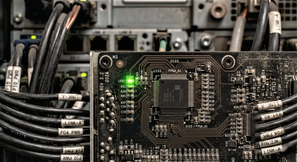 Forensic view of a circuit board auditing Heurist AI token security