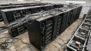 A raw and realistic GPU computing cluster showing the physical hardware analyzed in this io.net IO Token Review.