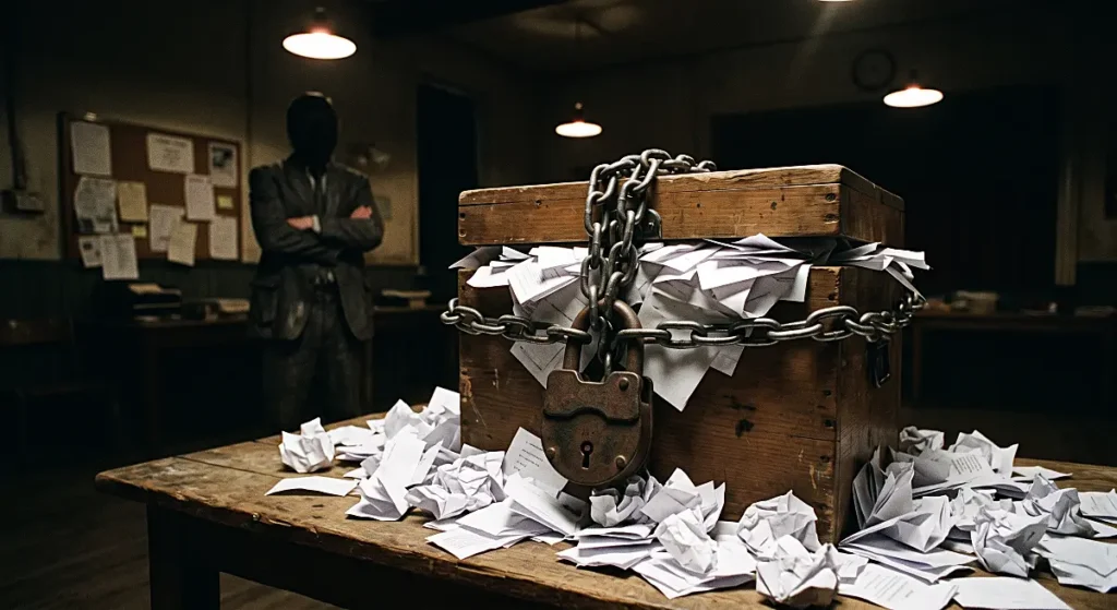 Locked ballot box representing restricted utility of ARB token functioning purely for DAO governance rather than gas fees