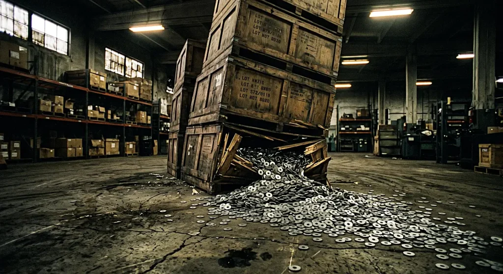 Spilled metal tokens representing massive 2026 unlock schedules and supply dilution risks within Arbitrum ecosystem.