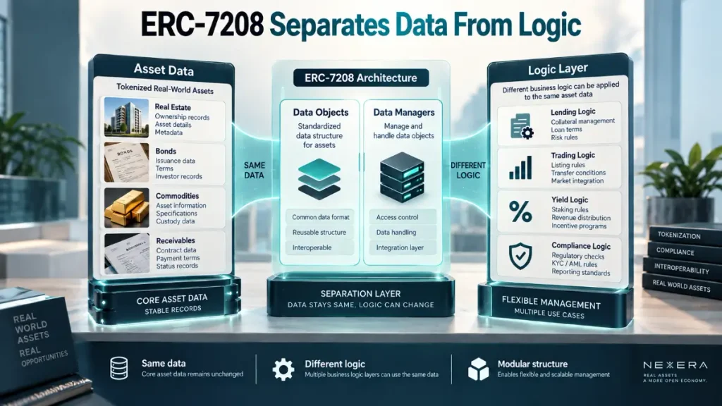 Asset data passes through Data Objects, Data Managers, separate logic layers