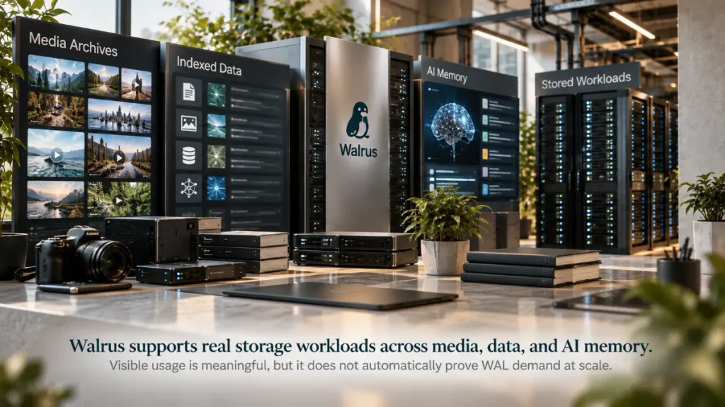 Walrus infrastructure supporting media archives, indexed data, AI memory, and stored workloads