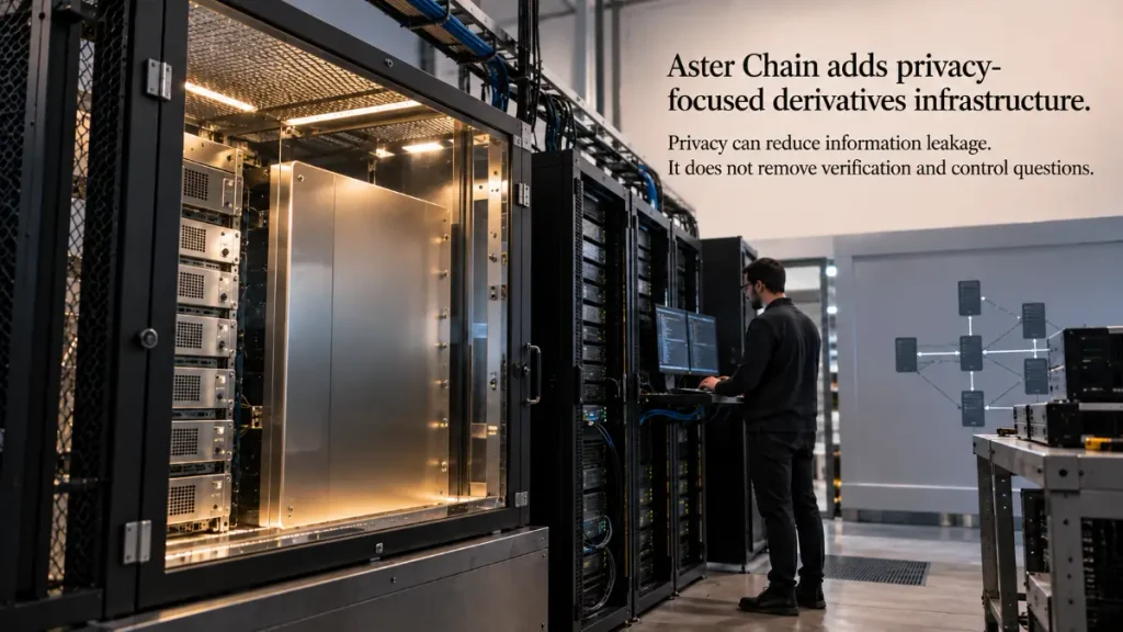 Server racks with a protected enclosure, technician, and validator diagram in the background