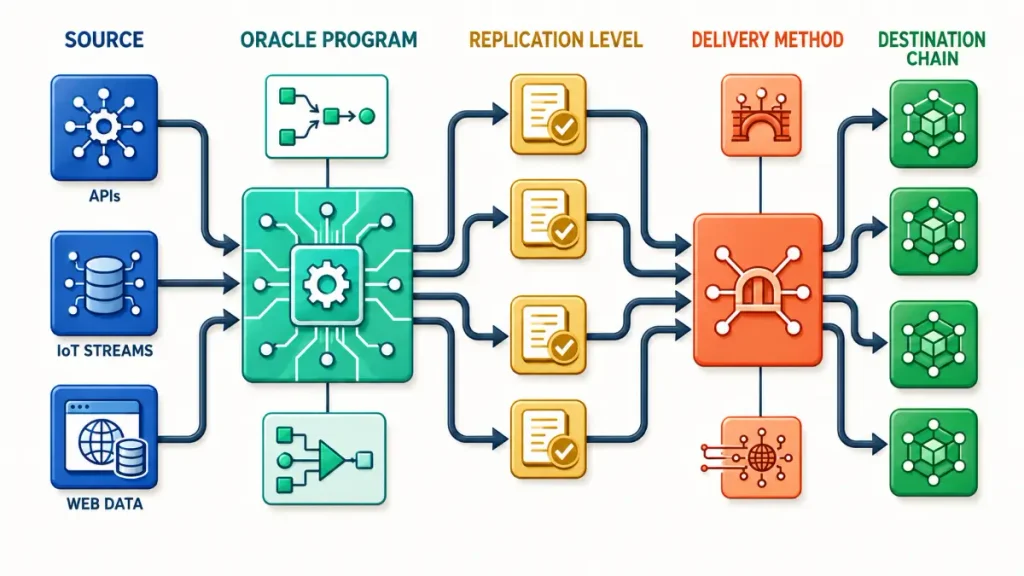 SEDA Protocol Review visual mapping source selection, Oracle Program logic, replication, delivery and destination verification