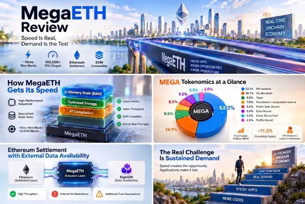 High-performance sequencer architecture with mini-blocks, Ethereum settlement, EigenDA and application demand