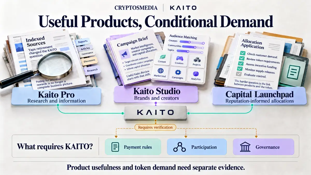 Kaito Review infographic showing Pro, Studio and Capital Launchpad